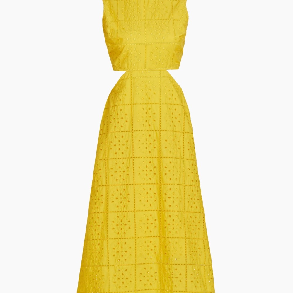 Ganni Broderie Anglaise Cotton Midi-Dress